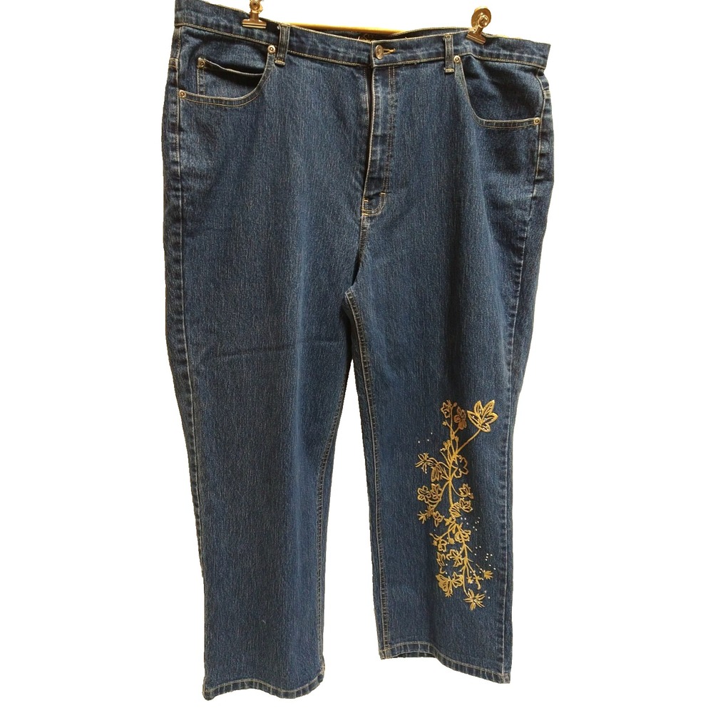 womens "LIZ & ME" SIGNATURE DENIUM CAPRIS, EMBROIDERED STYLING, SIZE 20WP‎
